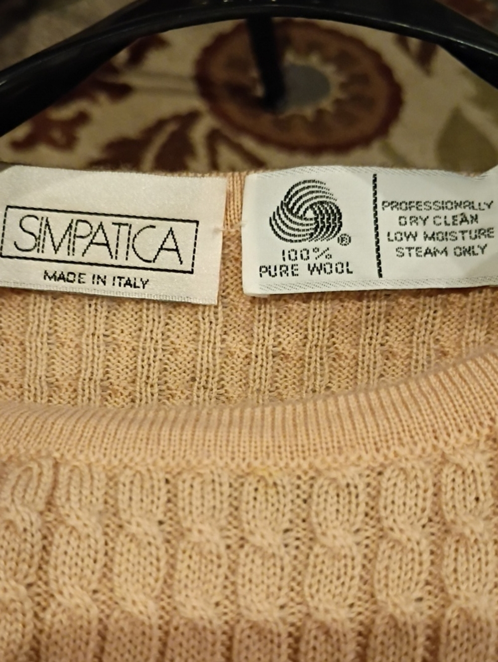 FINAL PRICE SIMPATICA MADE IN ITALY 100% Wool Cable Knit Sweater in Tan